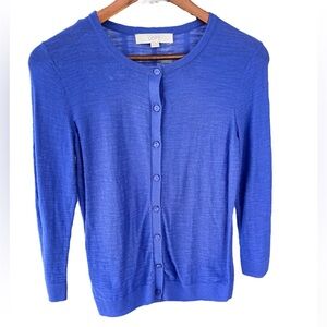 LOFT | Bright Blue Button Up Sweater Light Weight Size Small